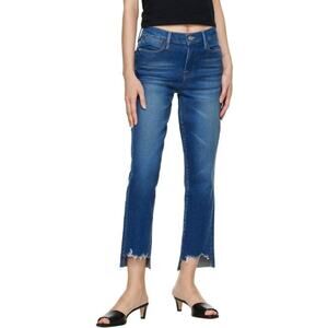 Frame Le High Straight Chewed Hem Jeans in Jericho Chew Size 30